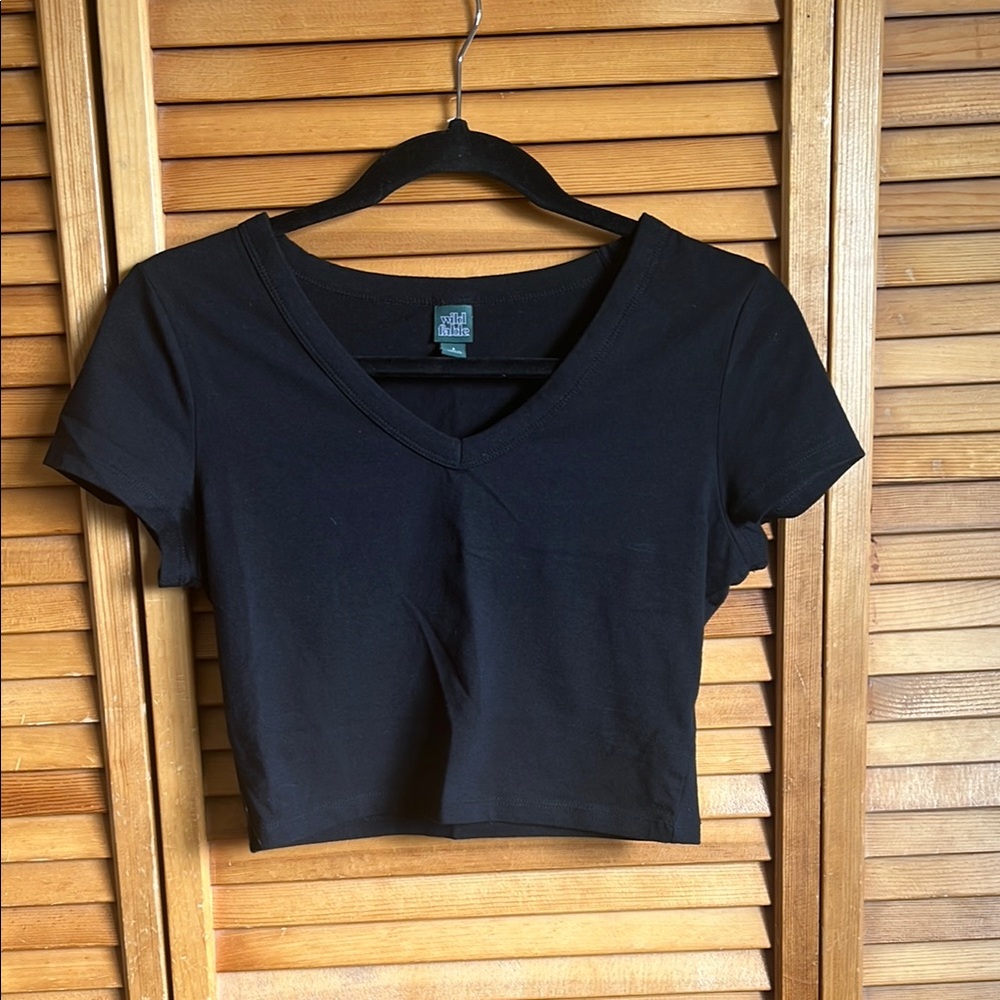 Black V-Neck Crop Top